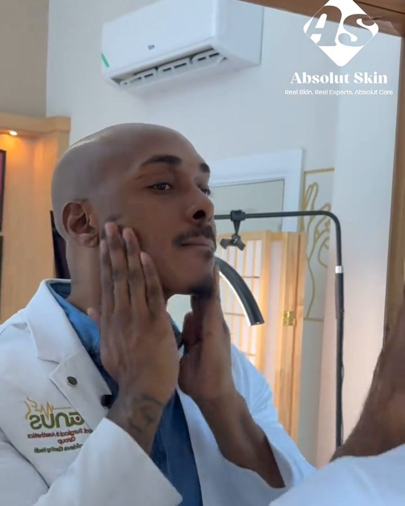 Dr. Romario Thomas with Absolut Skin Sensitive Skin line